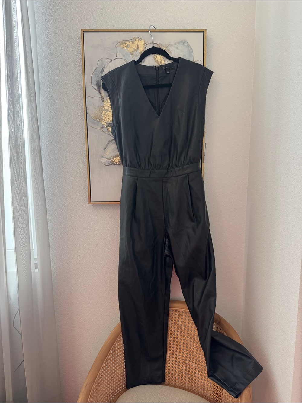6/14 INC Black Faux Leather Sleeveless Tie-Waist Jumpsuit